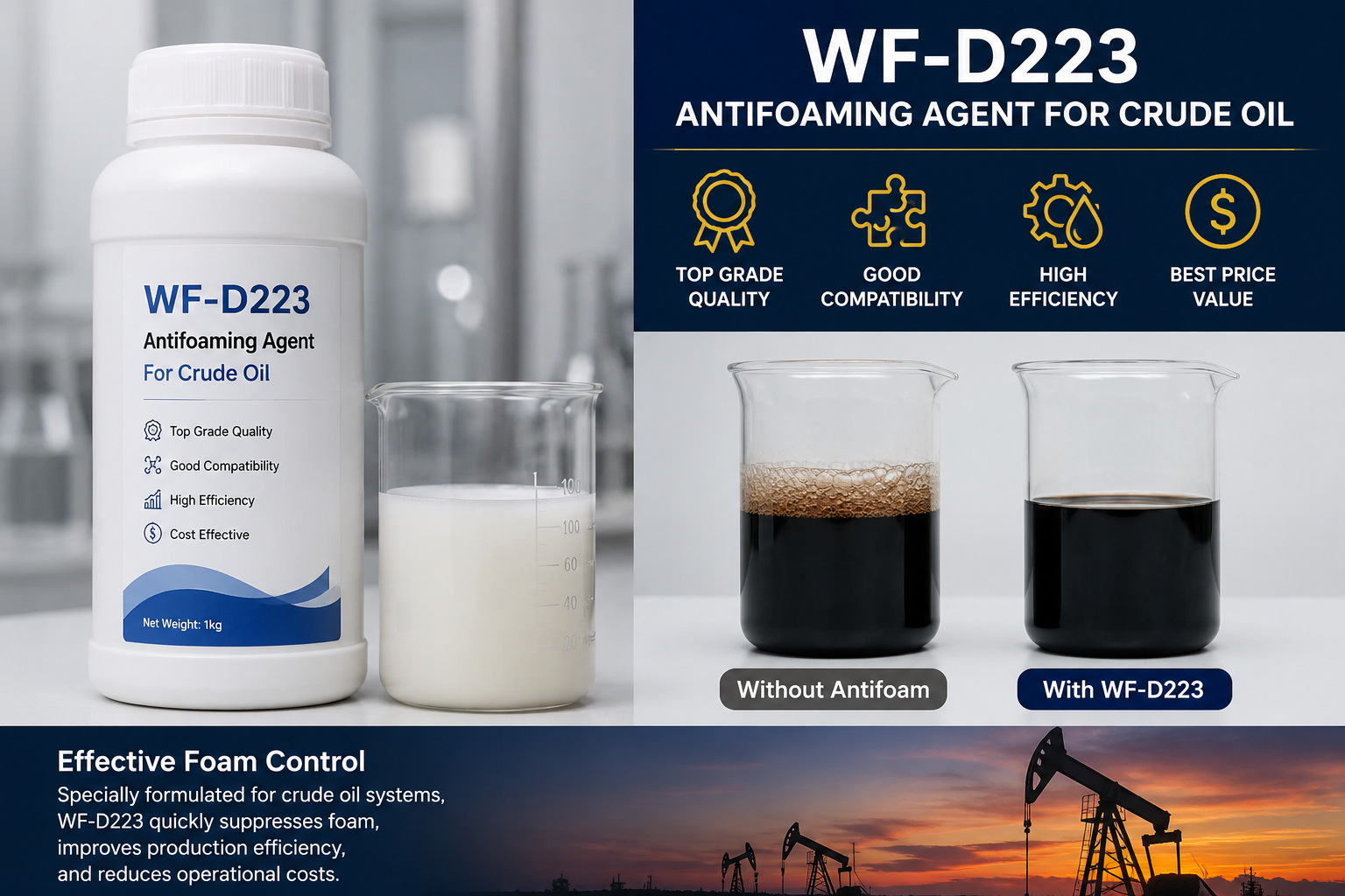 Top Grade best price Good Compatibility WF-D223 Antifoaming for crude oil