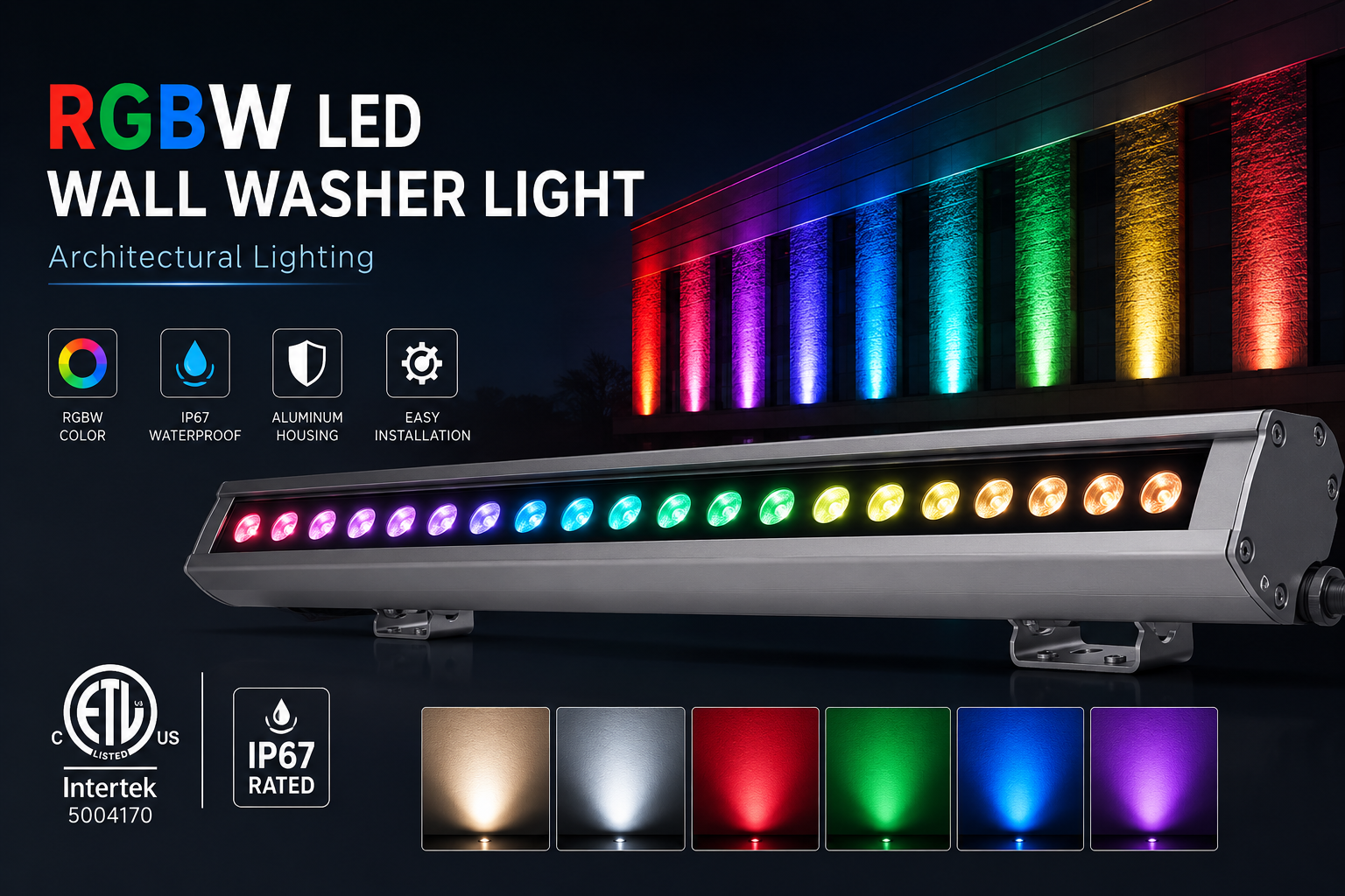New Design ETL UL Listed RGBW LED Wall Washer Light IP67 Architectural Lighting