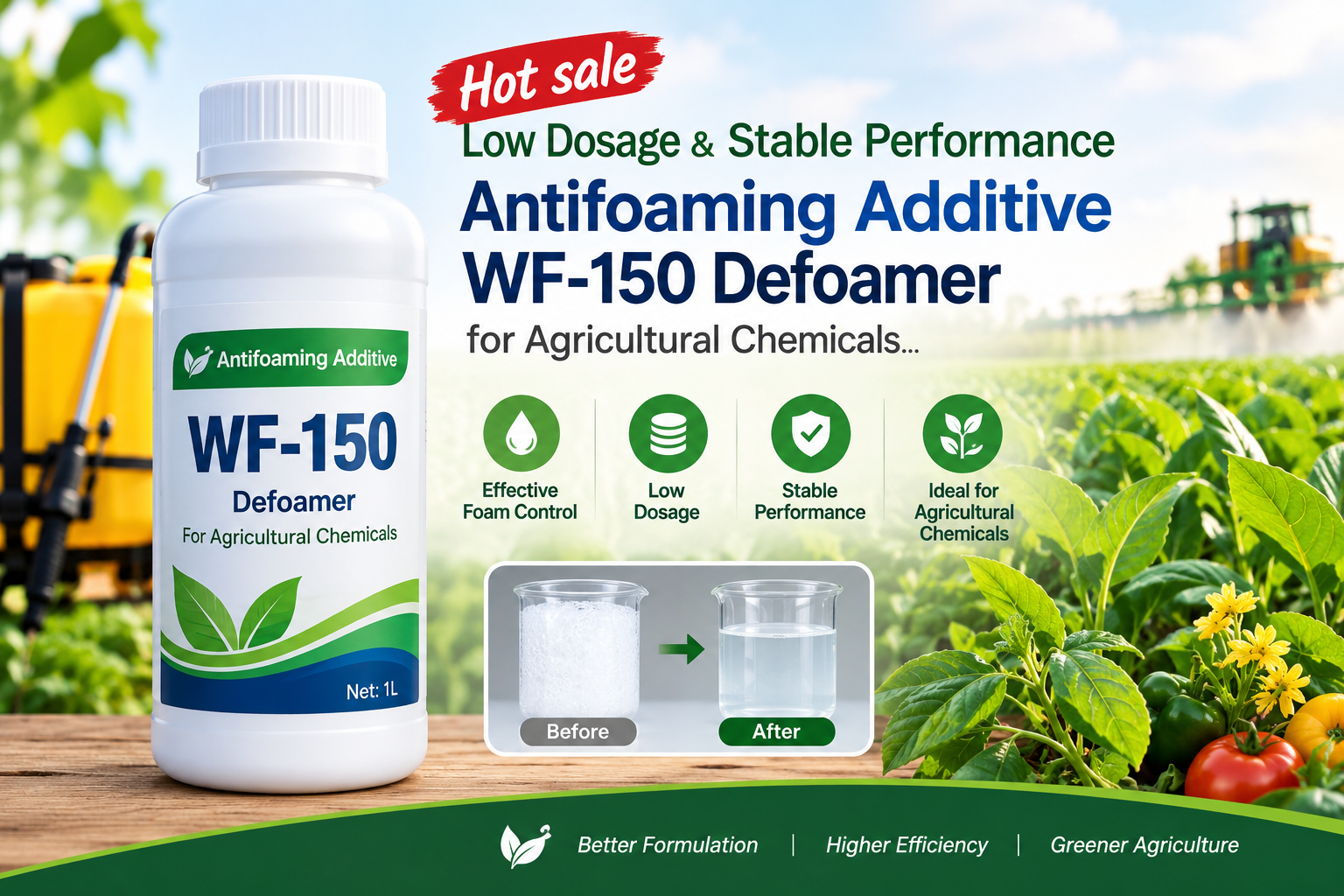 Hot sale Low Dosage & Stable Performance Antifoaming Additive WF-150 Defoamer for  Agricultural Chemicals