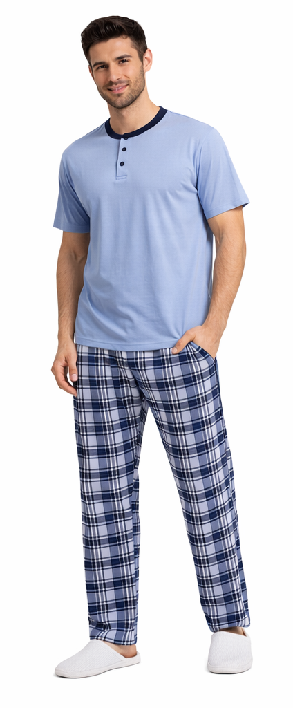 Men Pajama Set 2 Pieces Cotton Comfortable Sleepwear